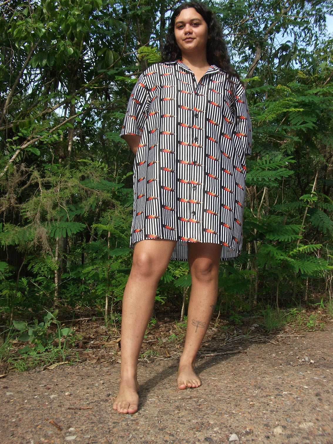 NGERRKNGERRK (RED TAIL BLACK COCKATOO) SHIRT DRESS