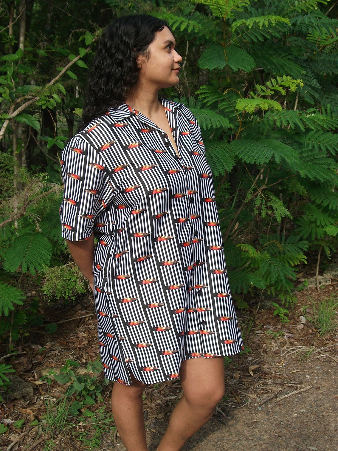 NGERRKNGERRK (RED TAIL BLACK COCKATOO) SHIRT DRESS